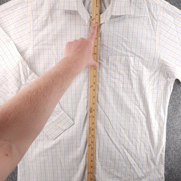 Brooks Brothers 16.5 34 35 Regent Non-Iron Yellow Blue Check Long Sleeve Shirt - Picture 12 of 16